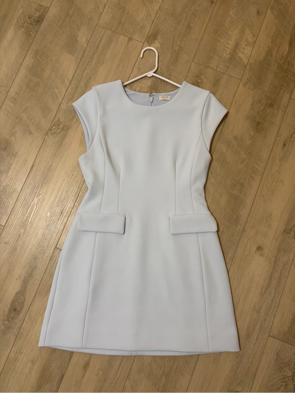 Aritzia Pale Blue Cap-Sleeve Sheath Dress